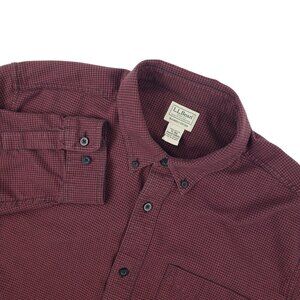 L.L. Bean Shirt Men XL Red / Black Slightly Fit Flannel Button Up Long Sleeve